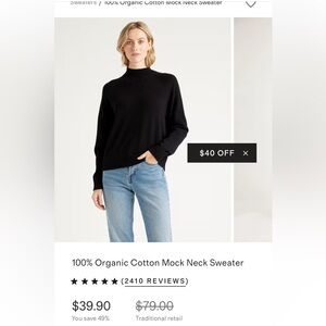 Quince BROWN Mock Neck Organic Cotton Sweater